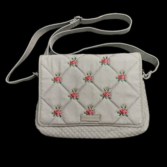 Vera Bradley Iconic Turnabout Quilted Reversible Crossbody‎ Bag Denim Gray Solid - Picture 1 of 15